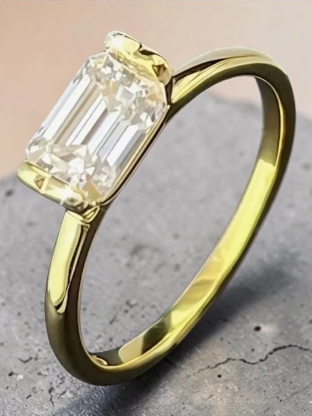 Moissanite Radiant Cut 1 Carat Ring in Yellow Gold - Timeless
